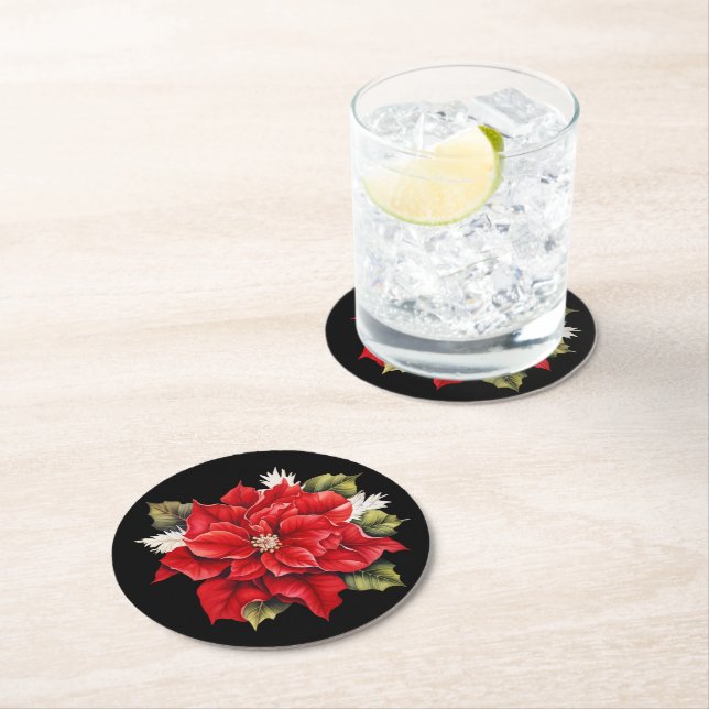 Holiday Poinsettia Paper Coasters (Insitu)