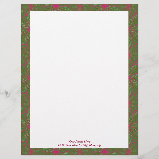 Holiday Poinsettia Pattern Letterhead (Front)