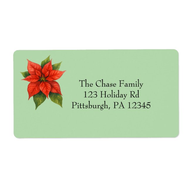 Holiday Poinsettia shipping Label (Front)