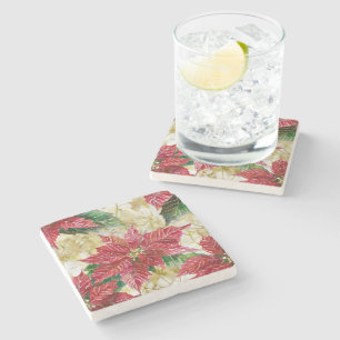 Holiday Poinsettia Stone Coaster