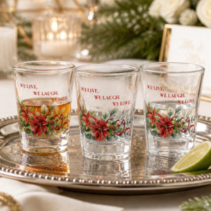 Holiday Poinsettia Wedding Favor Shot Glass
