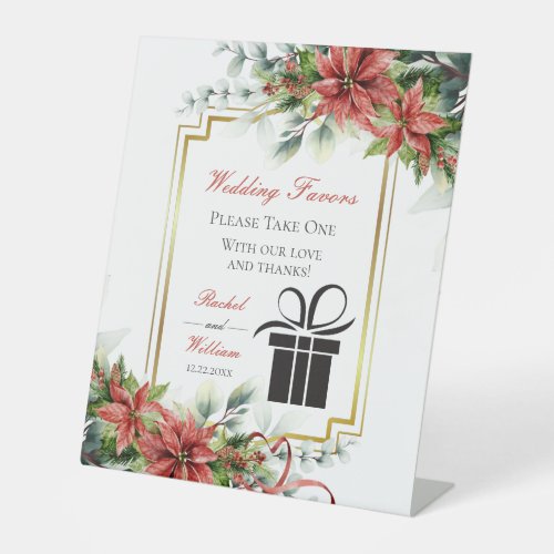 Holiday Poinsettia Wedding Favors Sign
