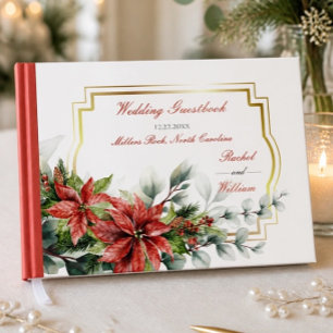 Holiday Poinsettia Wedding Guest Book