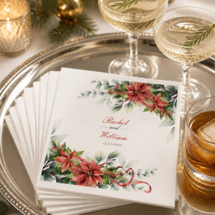 Holiday Poinsettia Wedding Paper Napkins