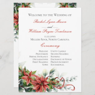 Holiday Poinsettia Wedding Program