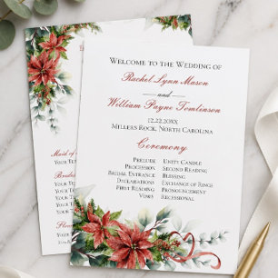 Holiday Poinsettia Wedding Program