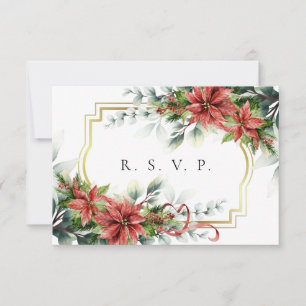 Holiday Poinsettia Wedding RSVP Card
