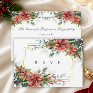 Holiday Poinsettia Wedding RSVP Card
