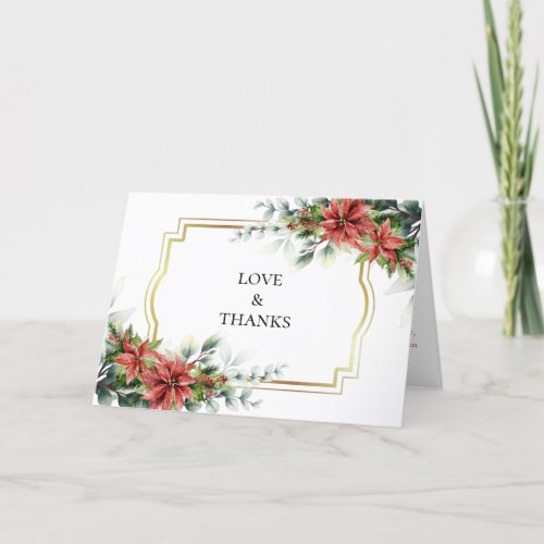 Holiday Poinsettia Wedding Thank You Card