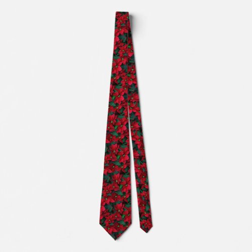 Holiday Poinsettias Christmas Flowers Floral Tie