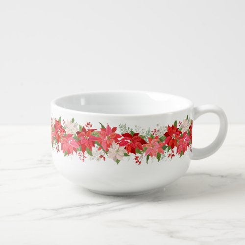 Holiday Poinsettias Jumbo Soup Mug