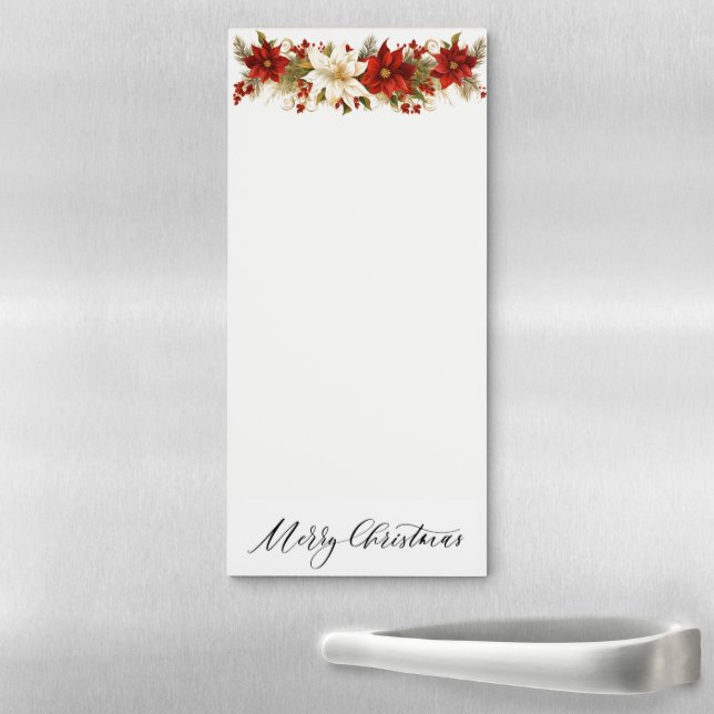 Holiday Poinsettias Magnetic Notepad (In Situ)