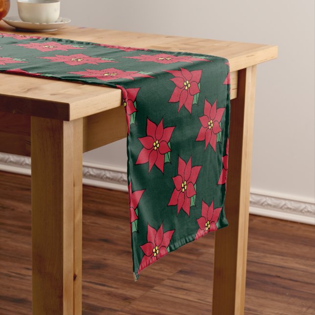 Holiday Poinsettias Table Runner (In Situ)