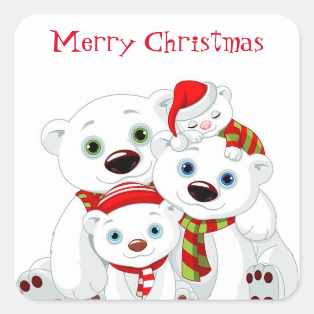 Holiday Polar Bears Stickers (Front)