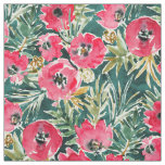 HOLIDAY POPPIES Red Green Lush Floral Fabric