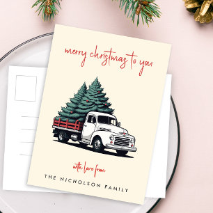 Holiday Postcard   Christmas Tree Delivery Truck