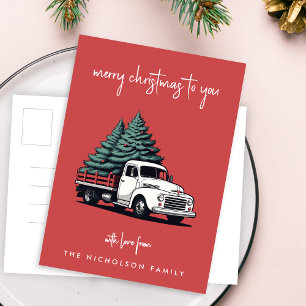 Holiday Postcard Christmas Tree Delivery Truck