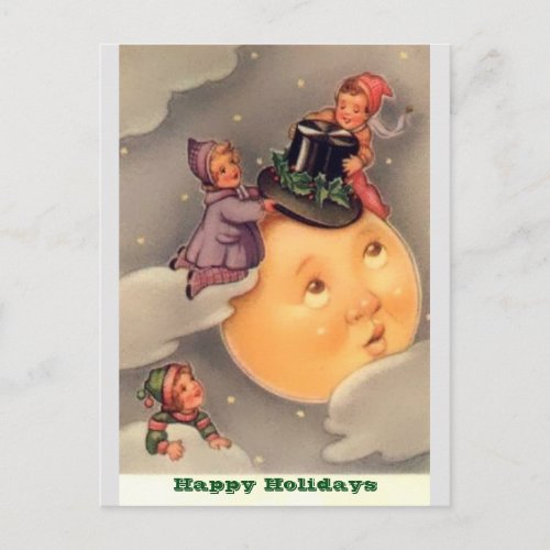 Holiday Postcards Vintage Whimsical Moon  Kids