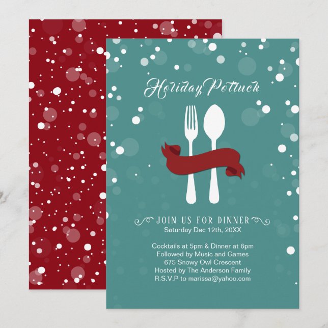 Holiday Potluck Dinner Invitation (Front/Back)