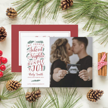 Holiday Pregnancy Announcement Christmas Card by BanterandCharm at Zazzle