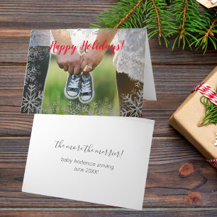 Holiday Pregnancy Announcement Photo Snowflakes