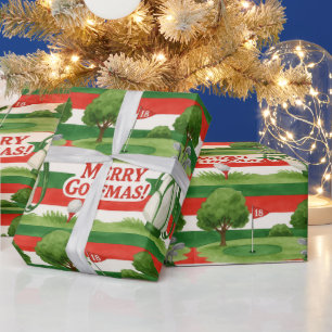 Holiday Preppy Red White Green Golf Christmas Wrapping Paper