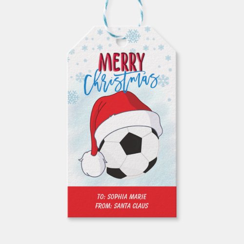 Holiday Present Sports Soccer Ball Christmas Gift Tags