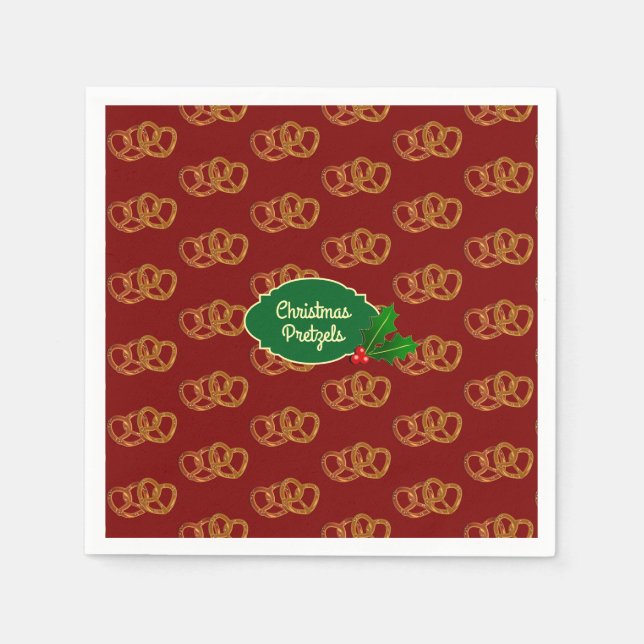 Holiday Pretzel Nibbles - Christmas party own text Napkins (Front)
