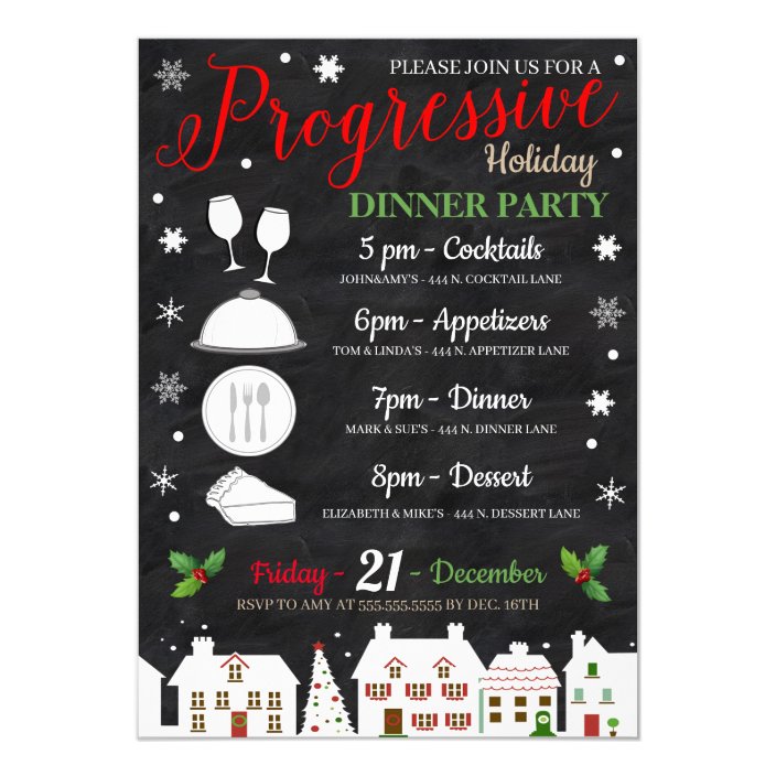 Holiday Progressive Dinner Party Invitation