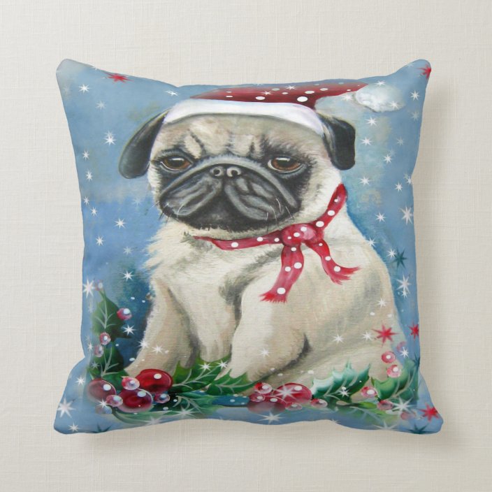 christmas pug pillow