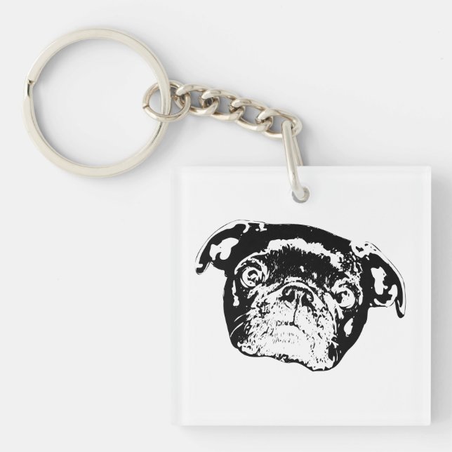 Holiday Pug Pocket Joy Keychain (Front)