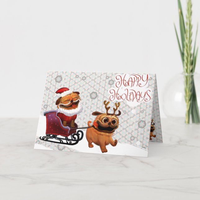 Holiday PuGreeting Card (Front)