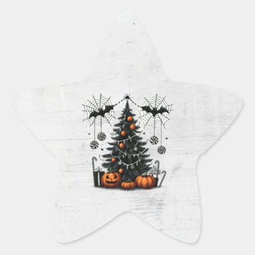 Holiday Pumpkin Tree Star Sticker