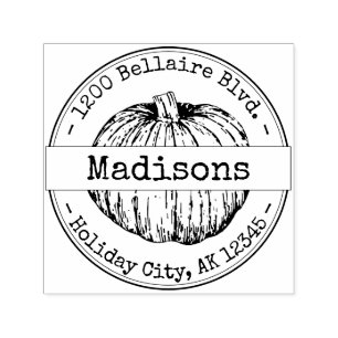 Holiday Pumpkin Typewriter Font Return Address Self-inking Stamp