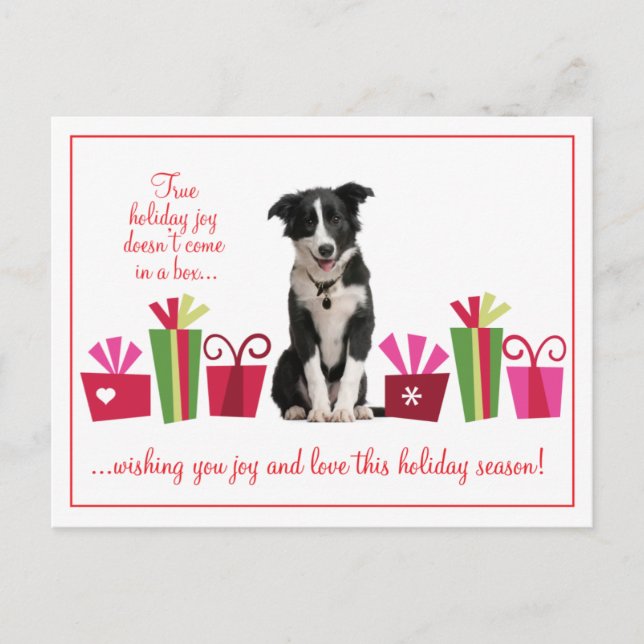 Holiday Puppy with Gifts Postcard (Front)