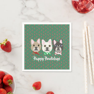Holiday Pups Candy Cane Napkins