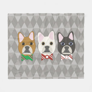 Holiday Pups Gray Diamond Fleece Blanket