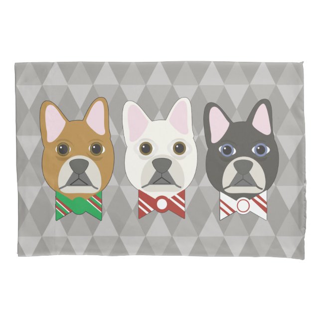 Holiday Pups Gray Diamond Pillow Case (Front)