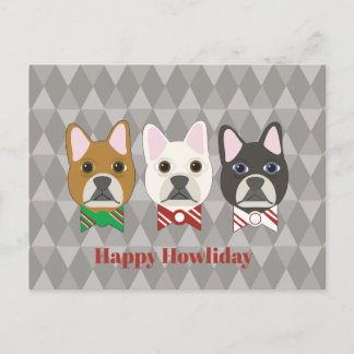 Holiday Pups Gray Diamond Postcard