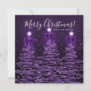 Holiday Purple Christmas Trees Greeting 