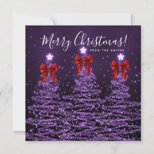 Holiday Purple Christmas Trees Greeting Red 