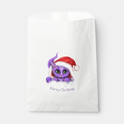 Holiday Purple Kitty Meowy Christmas Favor Bag