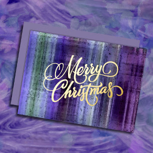 Holiday Purple Plaid Merry Christmas Card