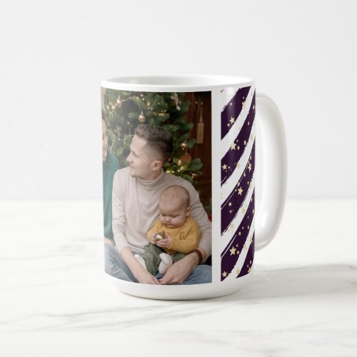 Holiday Purple White Photo Christmas Coffee Mug