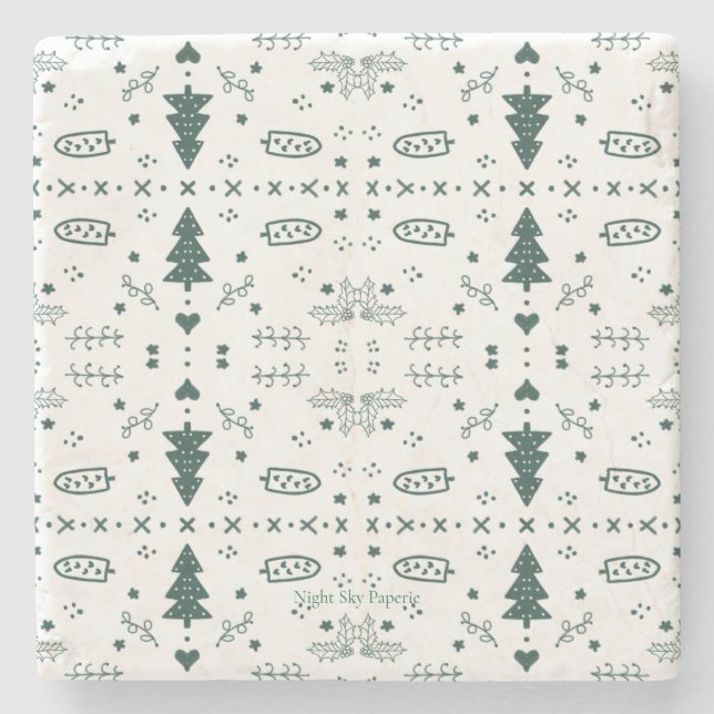 Holiday Quilt Pattern Trivet Stone Coaster (Front)
