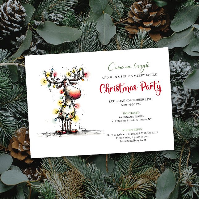Holiday quirky reindeer Christmas party invite (Holiday quirky reindeer Christmas party invite

)