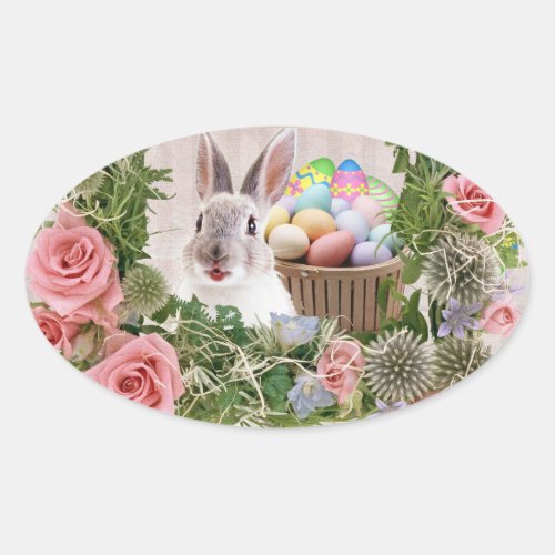 Holiday Rabbit Oval Sticker