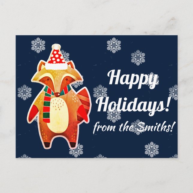 Holiday Raccoon Postcard (Front)