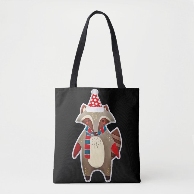 Holiday Raccoon Tote Bag (Front)