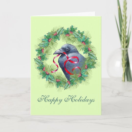 Holiday Raven Crow Card